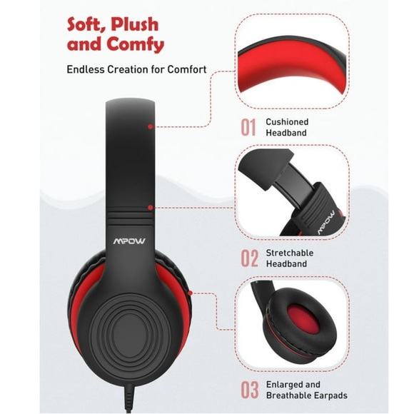 Mpow Kids Headphones with Microphone On-Ear, Sound Sharing Function for Children - Picture 2 of 8